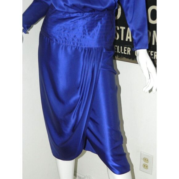 Vintage B.B. Collections Dress Purple Faux Wrap Party Cocktail Dress Size 6 - Picture 6 of 11